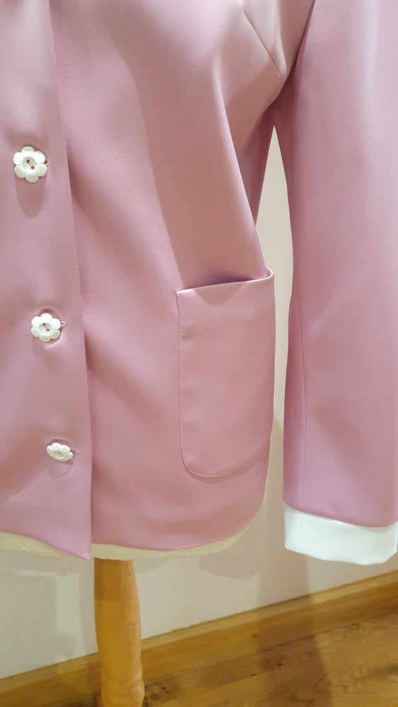 Ladies pink satin/suedette short coat