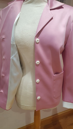 Ladies pink satin/suedette short coat