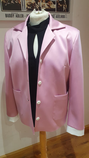 Ladies pink satin/suedette short coat