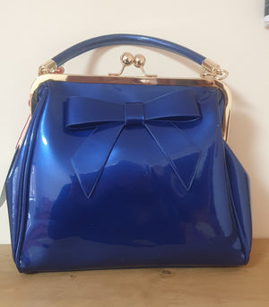 Ladies blue patent handbag