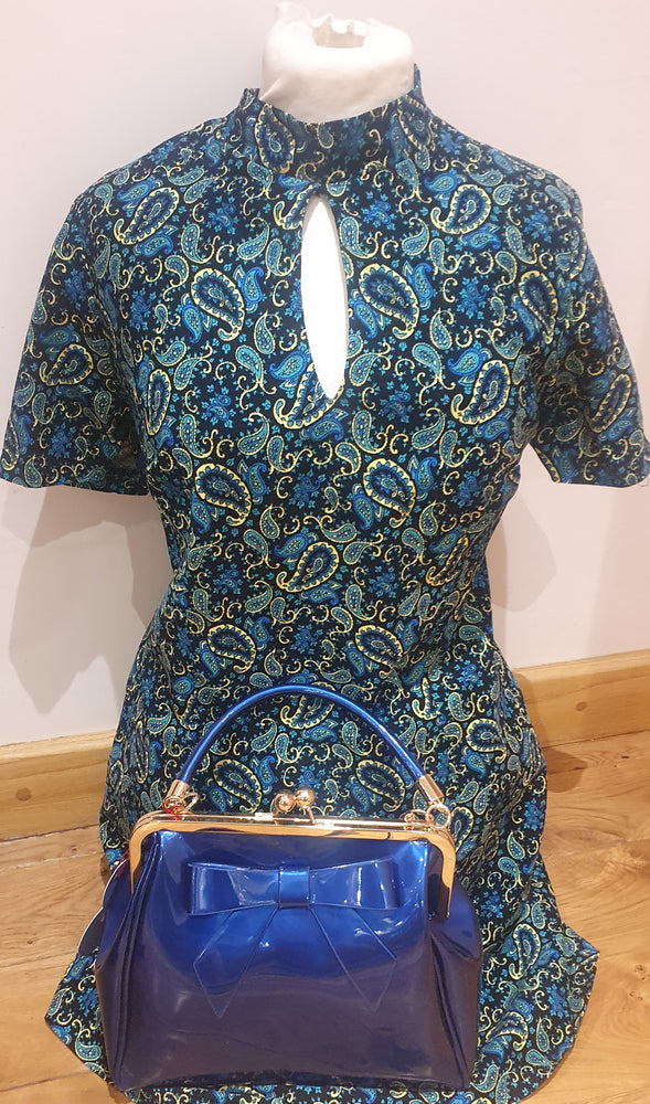 Ladies blue patent handbag