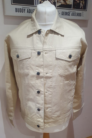 Mens light beige trucker jacket