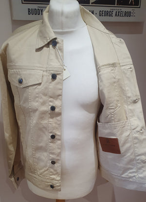 Mens light beige trucker jacket