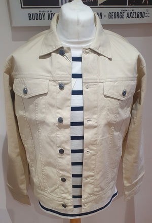 Mens light beige trucker jacket